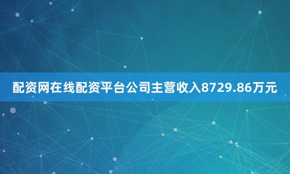 配资网在线配资平台公司主营收入8729.86万元